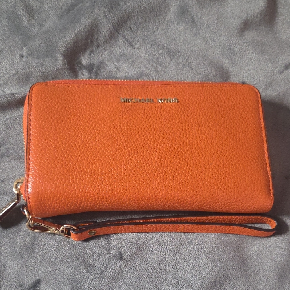 Michael Kors Vibrant Orange Continental Wristlet